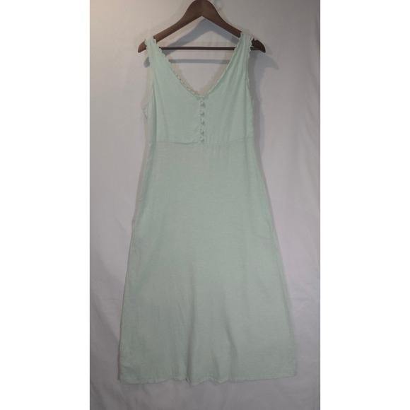 Laura Ashley Dresses & Skirts - Laura Ashley Light Green V Neck Button Front Maxi Dress Size 2